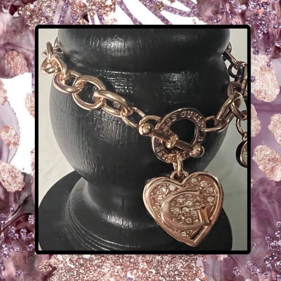 Rose Gold Plated Necklace & Bracelet with "G" Charms & Toggle Clasps - Picture 7 of 9